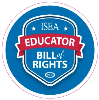 ISEA Educator Bill of Rights with the ISEA union logo