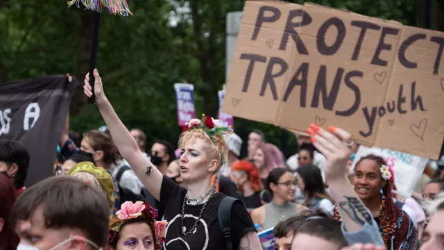 People at a march supporting trans youth